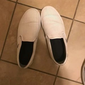 White Perforated Leather Vans